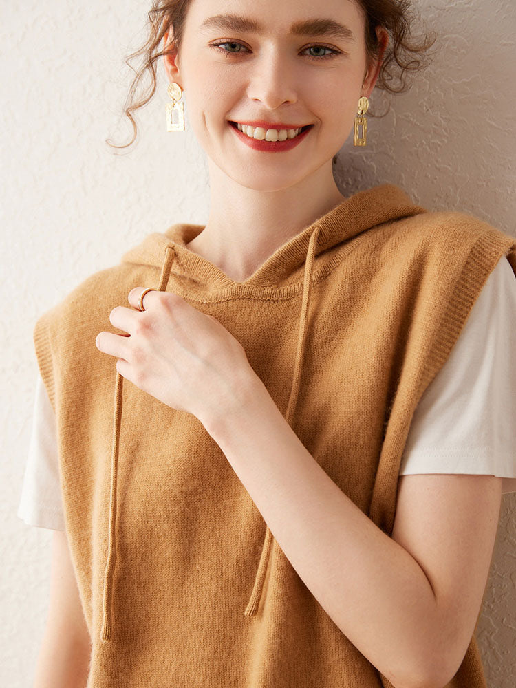 Hooded Wool-Cashmere Blend Vest