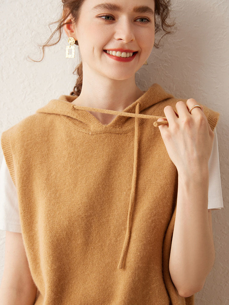 Hooded Wool-Cashmere Blend Vest