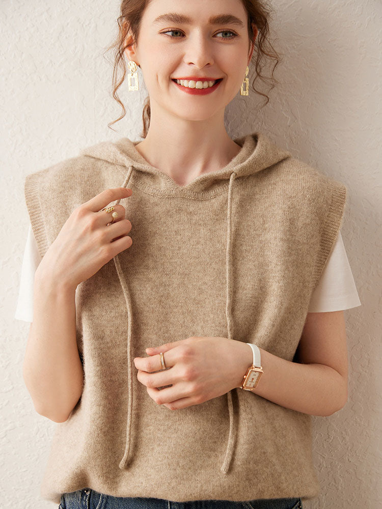 Hooded Wool-Cashmere Blend Vest