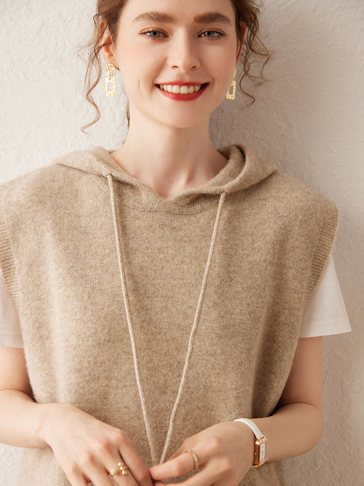 Hooded Wool-Cashmere Blend Vest