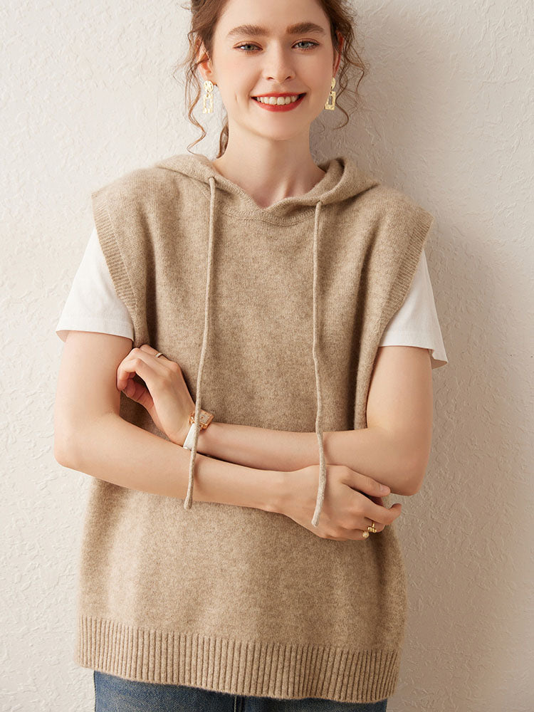 Hooded Wool-Cashmere Blend Vest