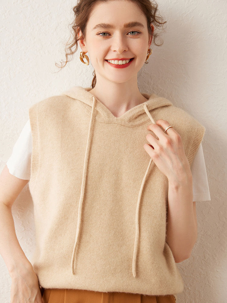 Hooded Wool-Cashmere Blend Vest