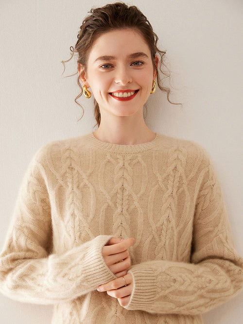 Wool-Cashmere Blend Cable-knit Sweater