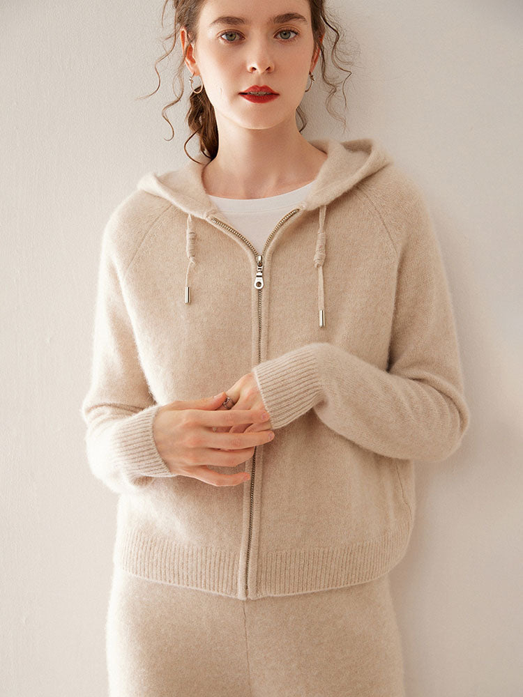 Zip-Up Wool Cashmere Hoodie
