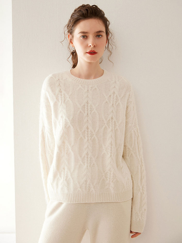 Wool-Cashmere Blend Cable-knit Sweater