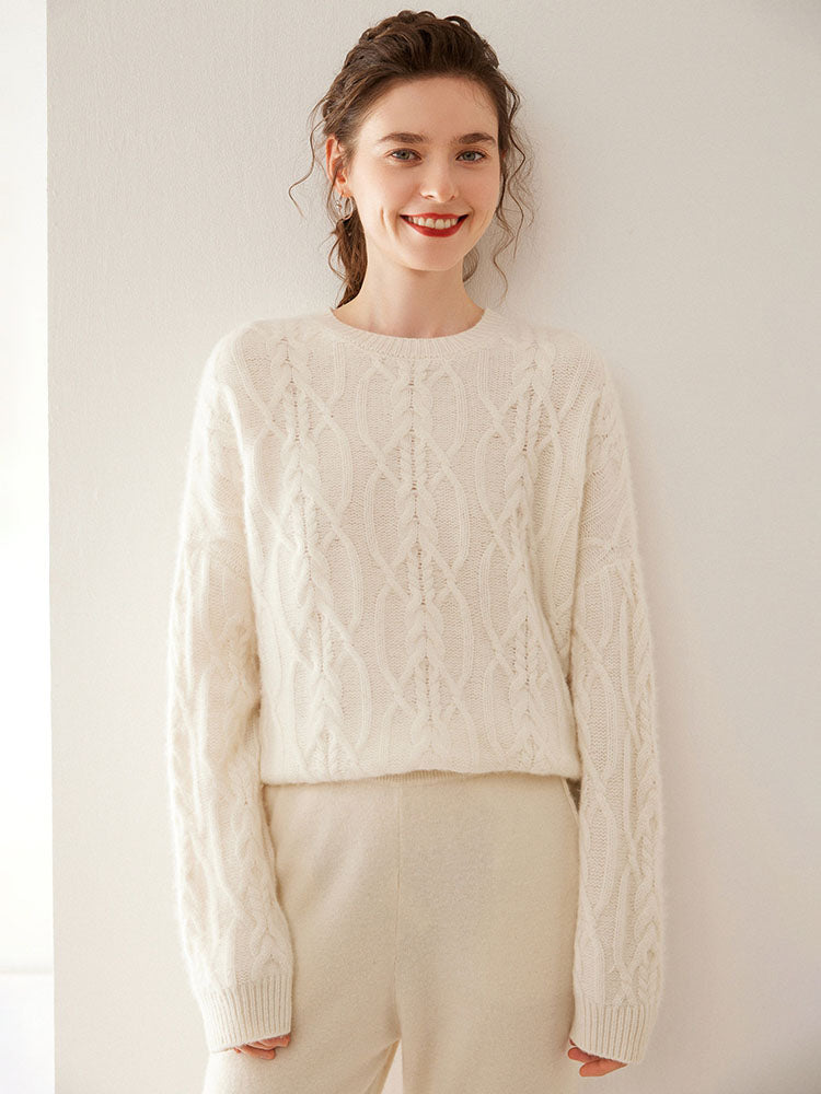 Wool-Cashmere Blend Cable-knit Sweater