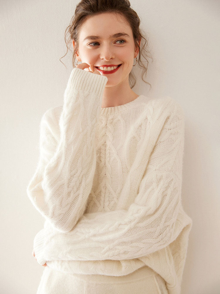 Wool-Cashmere Blend Cable-knit Sweater