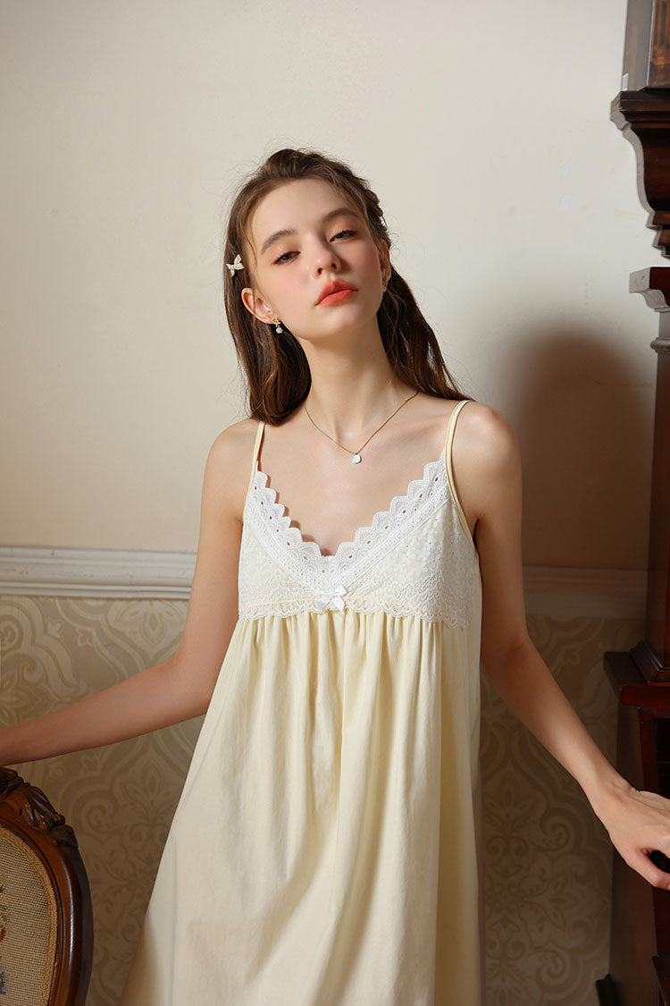 V - neck Ruffled Strap Nightgown