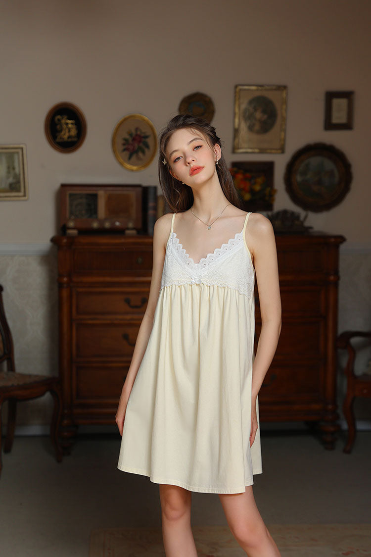 V - neck Ruffled Strap Nightgown