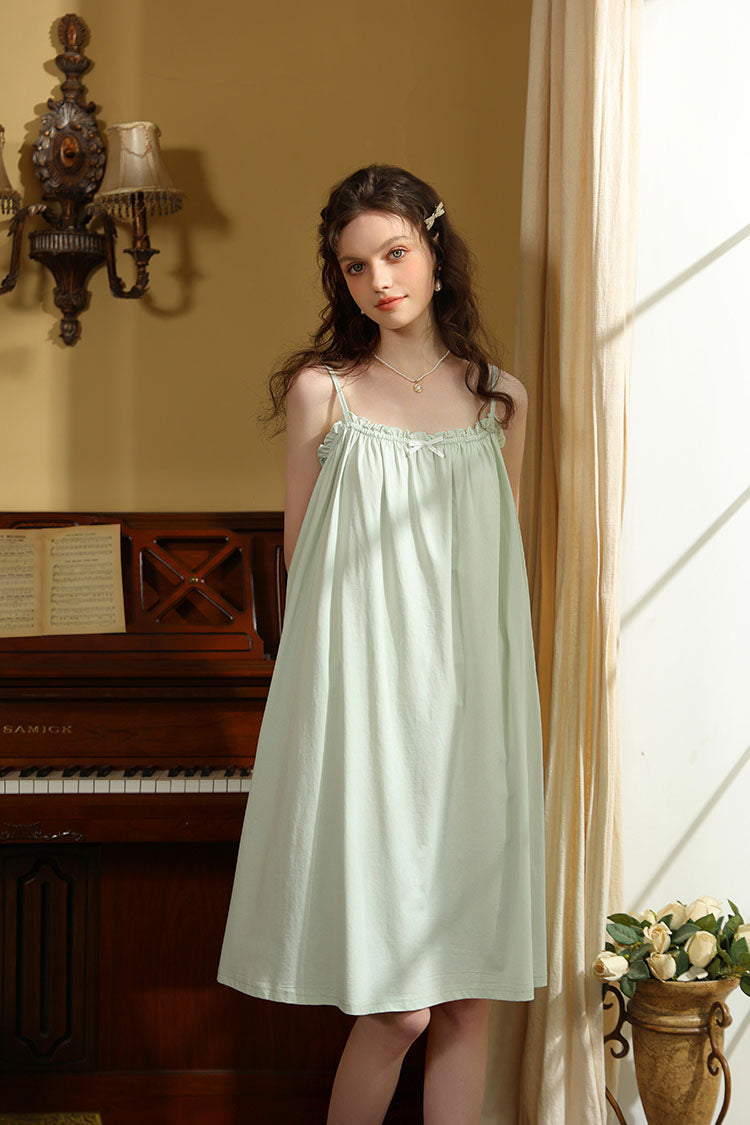 Delicate Ruffled-Trim Spaghetti Strap Nightgown
