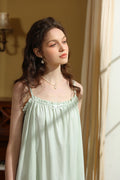 Delicate Ruffled-Trim Spaghetti Strap Nightgown