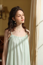 Delicate Ruffled-Trim Spaghetti Strap Nightgown