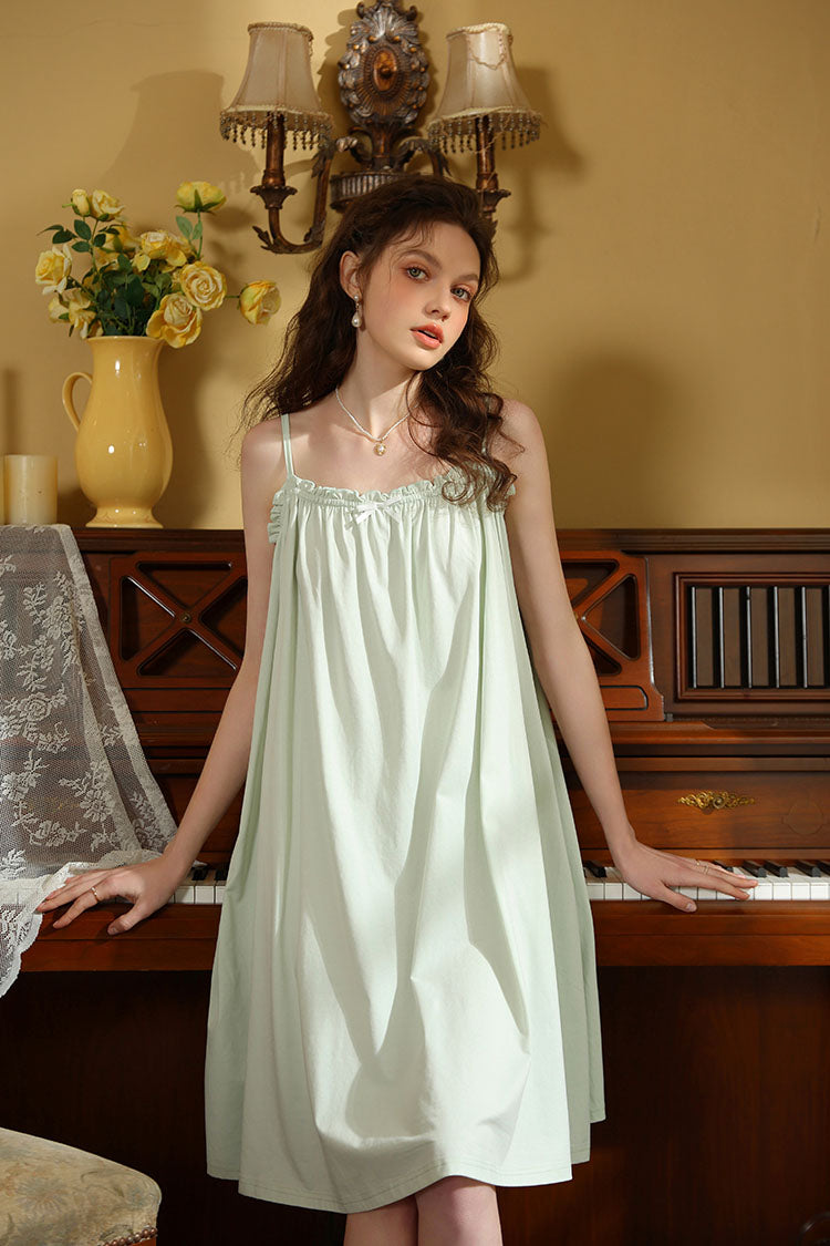 Delicate Ruffled-Trim Spaghetti Strap Nightgown