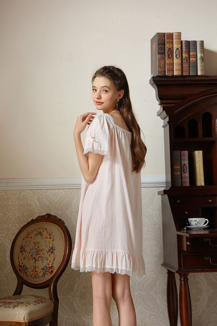 Lace Trimmed Bow Nightgown