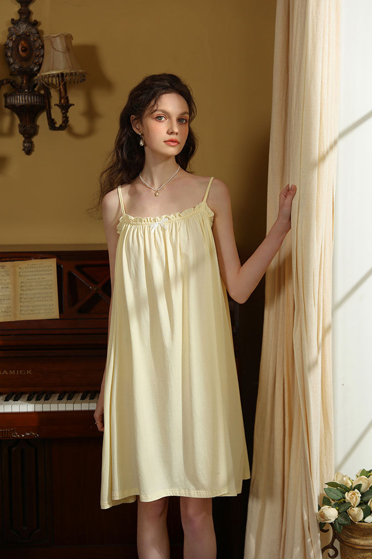 Delicate Ruffled-Trim Spaghetti Strap Nightgown