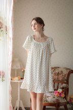 Floral Short Nightgown with Ruffled Hem