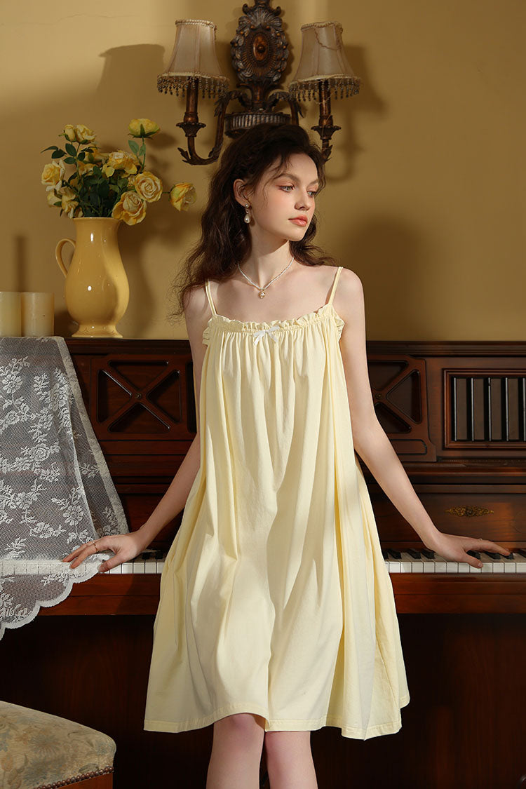 Delicate Ruffled-Trim Spaghetti Strap Nightgown