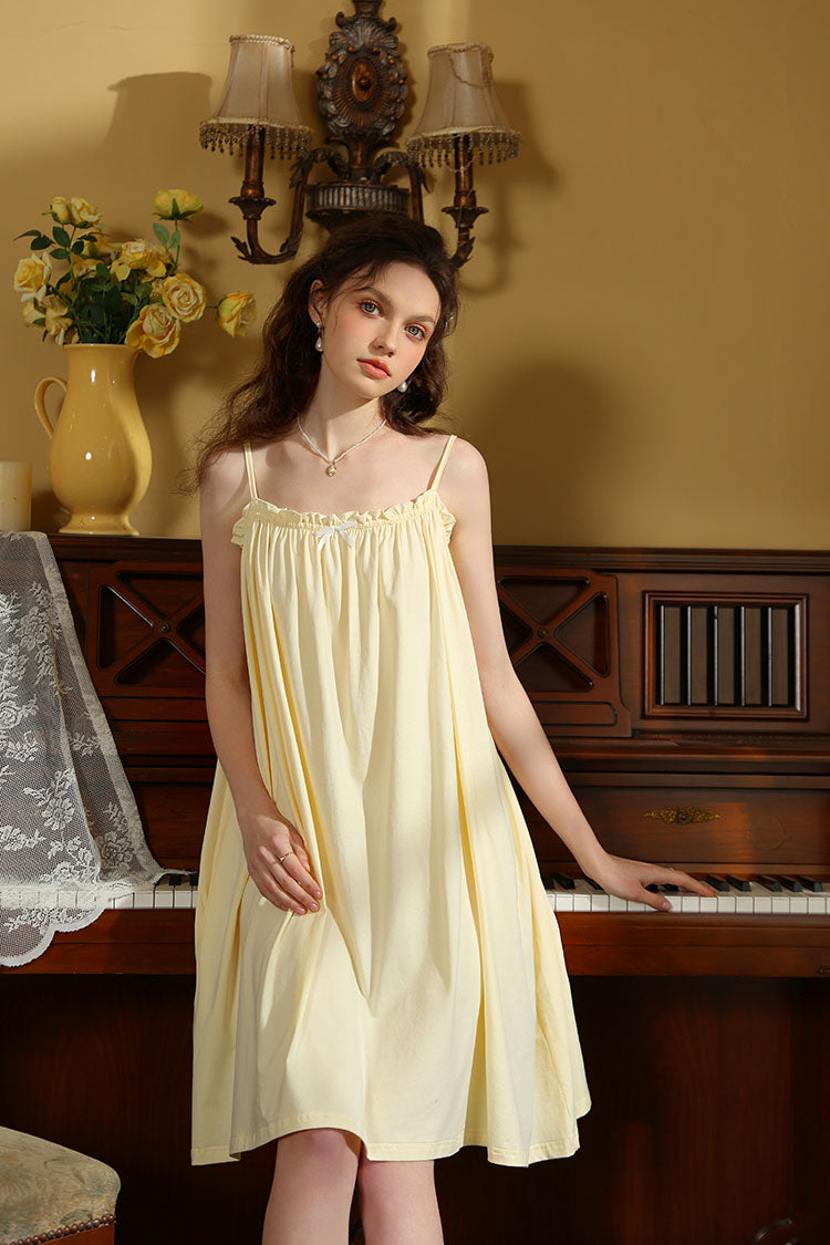 Delicate Ruffled-Trim Spaghetti Strap Nightgown