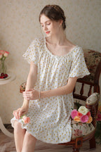 Floral Short Nightgown with Ruffled Hem