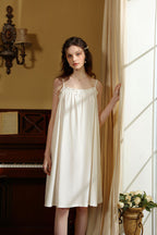 Delicate Ruffled-Trim Spaghetti Strap Nightgown