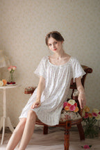 Floral Short Nightgown with Ruffled Hem