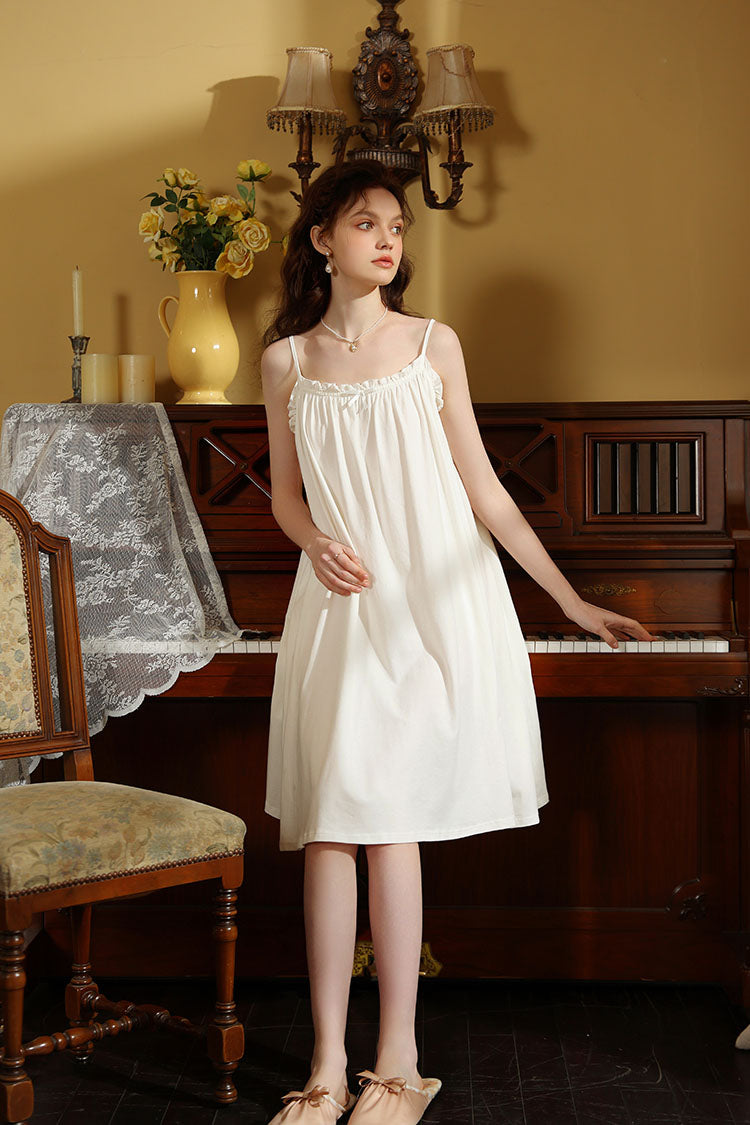 Delicate Ruffled-Trim Spaghetti Strap Nightgown