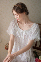 Floral Short Nightgown with Ruffled Hem