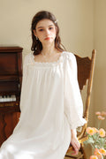 Knee Length Nightgown with Ruffled Neckline