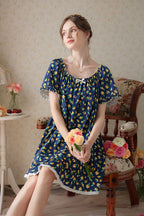 Floral Short Nightgown with Ruffled Hem