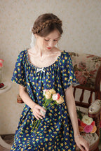 Floral Short Nightgown with Ruffled Hem