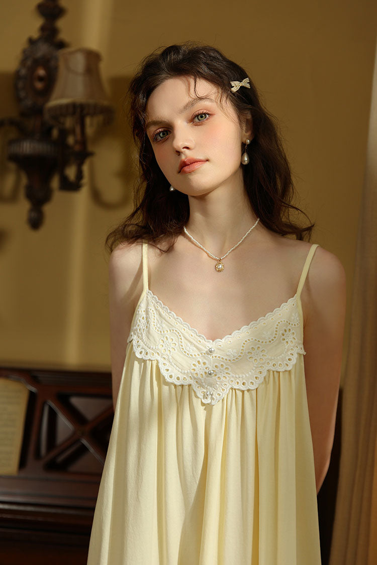 Lace Trimmed Spaghetti Strap Nightdress