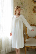 Minimalist Nightgown with Lace Cuffs