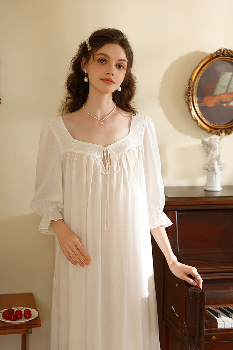 Square Necked Ruffled Nightgown