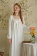 Minimalist Ruffled Trimmed Maxi Nightgown