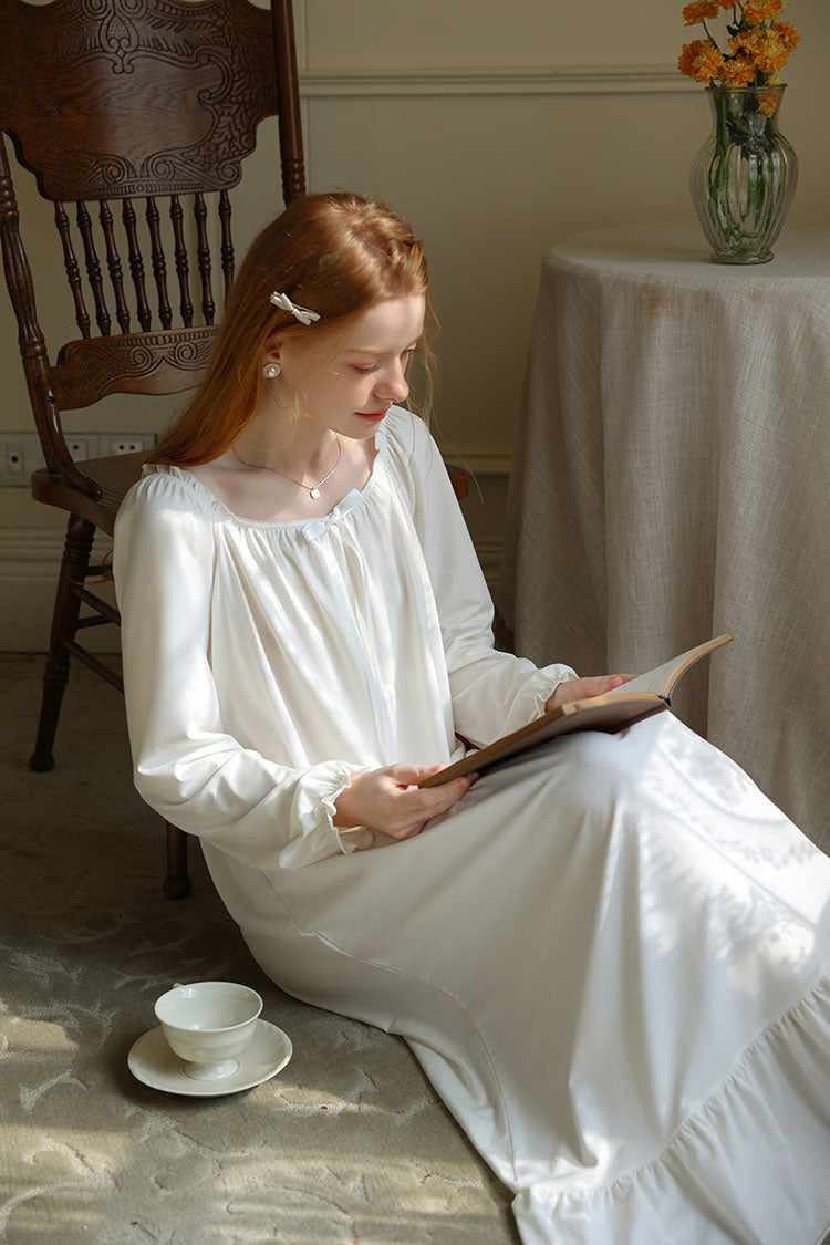 Minimalist Ruffled Trimmed Maxi Nightgown