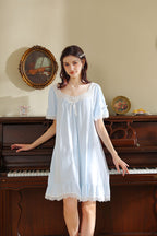Lace Trimmed Bow Nightgown