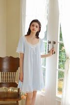 Lace Trimmed Bow Nightgown