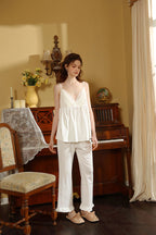 Strapped Flare Hem V-neck Pajama Set
