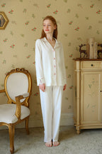 Classic Pajama Set with Delicate Lace