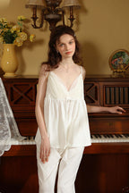 Strapped Flare Hem V-neck Pajama Set