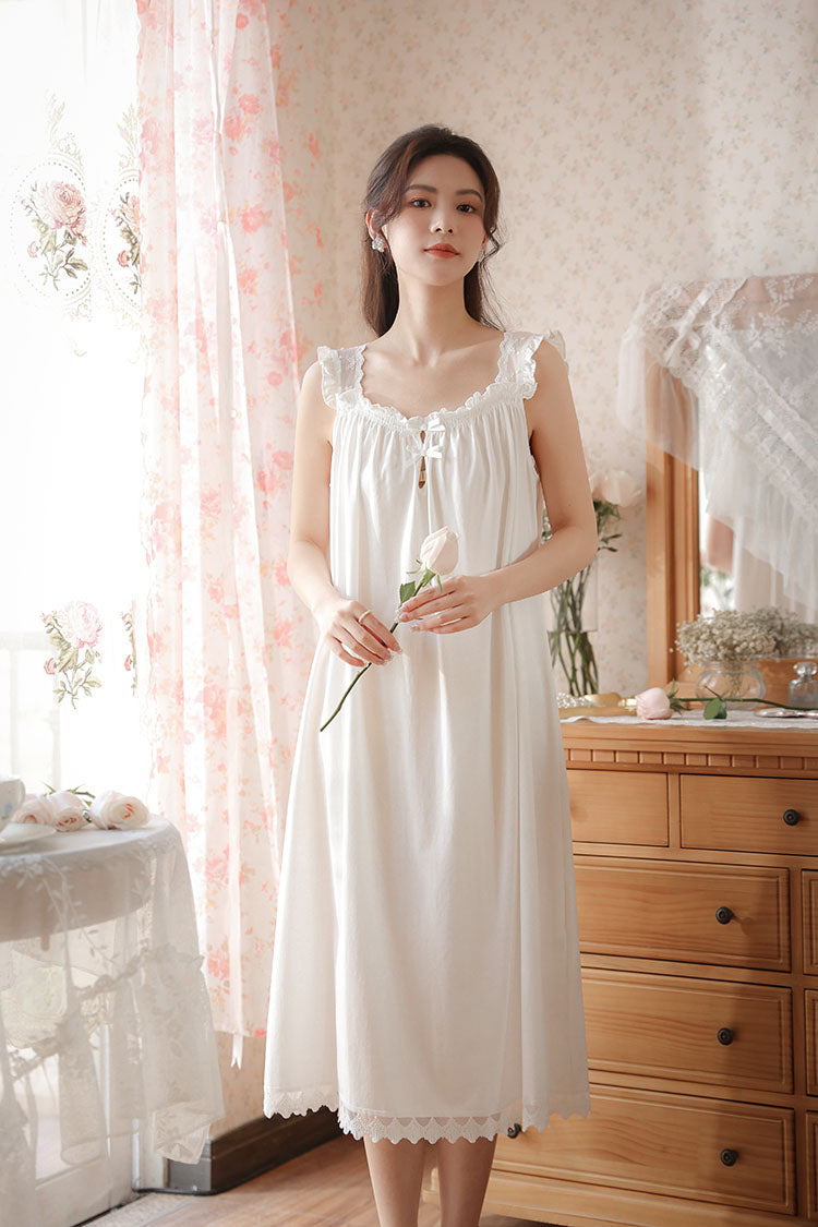 Graceful Lace Trimmed Sleeveless Nightgown