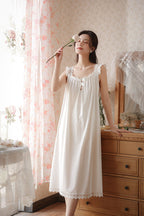 Graceful Lace Trimmed Sleeveless Nightgown
