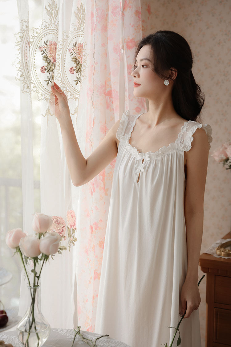 Graceful Lace Trimmed Sleeveless Nightgown