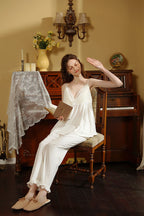 Strapped Flare Hem V-neck Pajama Set
