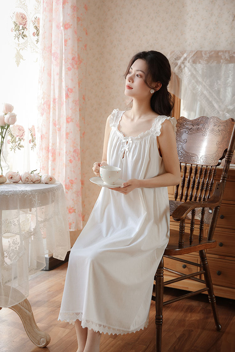 Graceful Lace Trimmed Sleeveless Nightgown