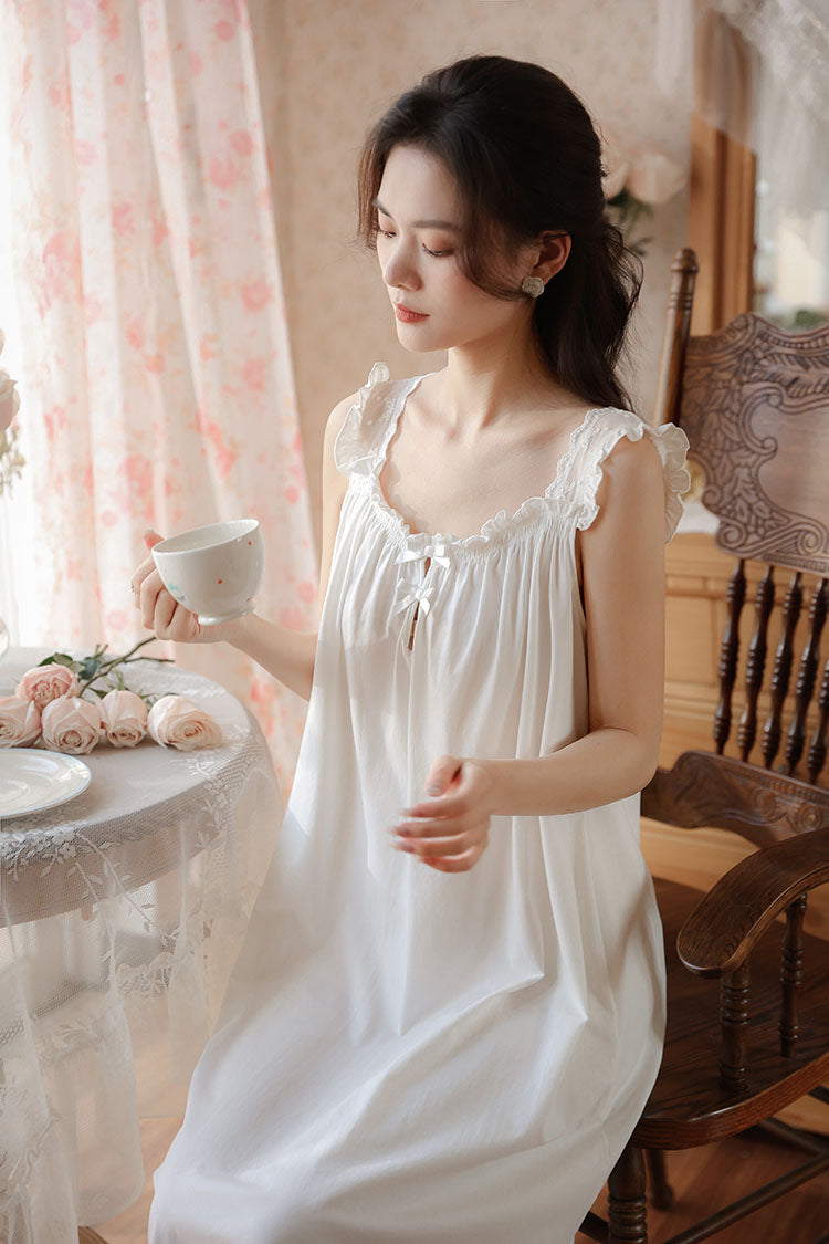 Graceful Lace Trimmed Sleeveless Nightgown