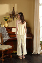 Strapped Flare Hem V-neck Pajama Set