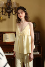 Strapped Flare Hem V-neck Pajama Set