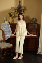Strapped Flare Hem V-neck Pajama Set