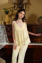 Strapped Flare Hem V-neck Pajama Set